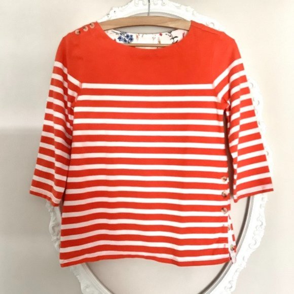 Maeve Anthro Bonnie Boatneck Orange Striped Top XS - Picture 4 of 9